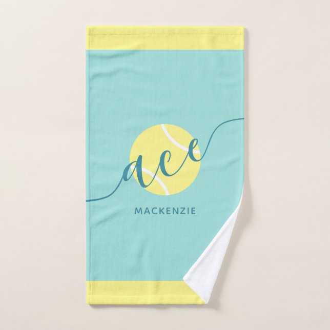 Personalised Tennis Sport Teal Hand Towel (Hand Towel)