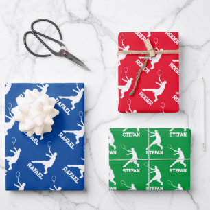 Personalised tennis sports wrapping paper sheets