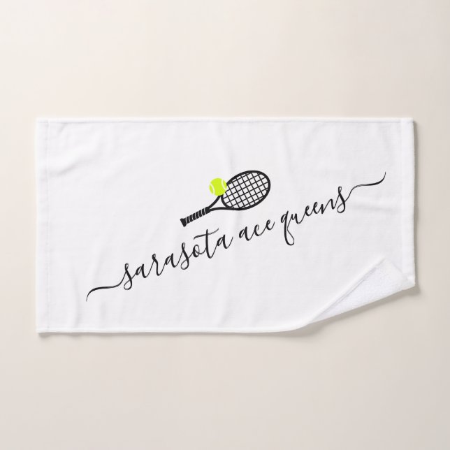 Personalised Tennis Team Name Elegant Script Hand Towel (Hand Towel)