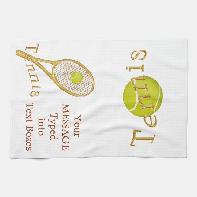 Personalised Tennis Towel, Tennis Gift Ideas Tea Towel (Horizontal)