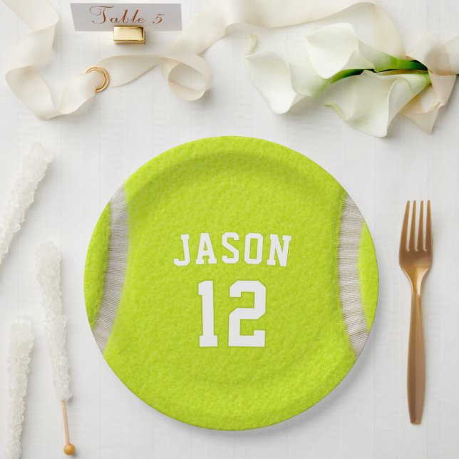 Personalised Tennis with Name & Age Paper Plate (Wedding)