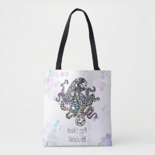 Personalised tentacles off line doodle octopus tote bag