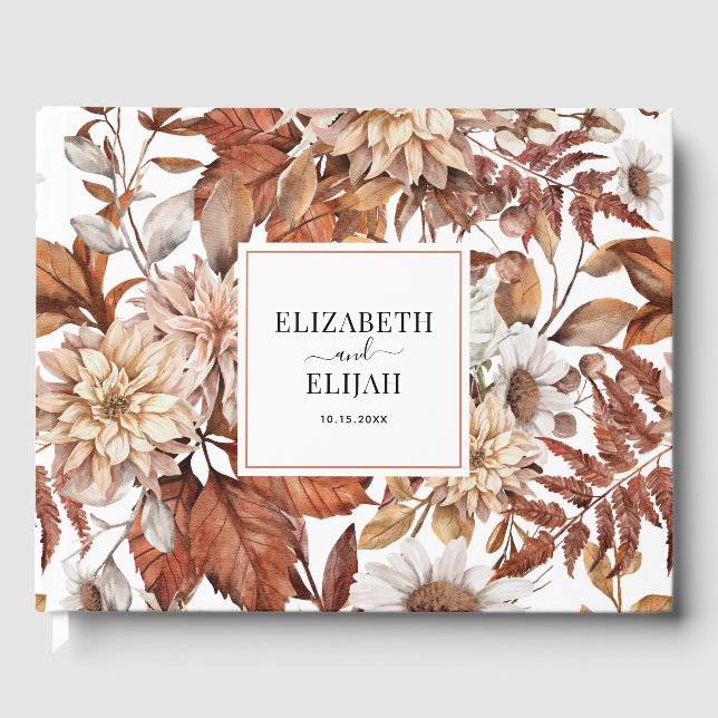 Personalised Terracotta Autumn Fall Wedding Guest Book (Front)