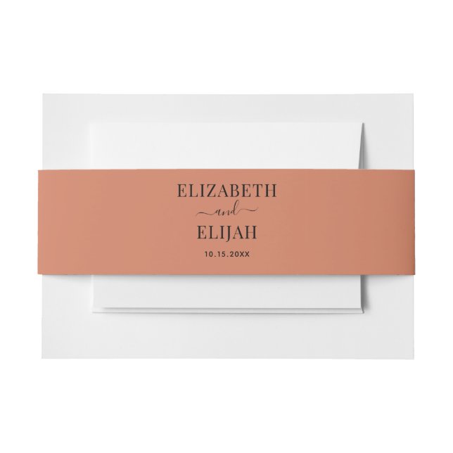 Personalised Terracotta Autumn Fall Wedding Invitation Belly Band (Front Example)