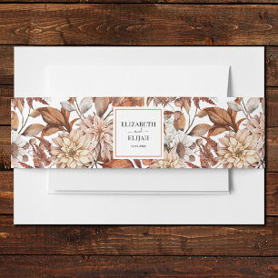 Personalised Terracotta Autumn Fall Wedding Invitation Belly Band