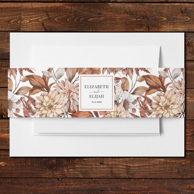 Personalised Terracotta Autumn Fall Wedding Invitation Belly Band (Creator Uploaded)