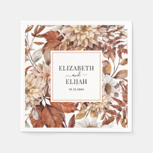 Personalised Terracotta Autumn Fall Wedding Napkin