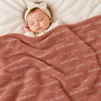 Personalised Terracotta Baby Name Nursery Blanket