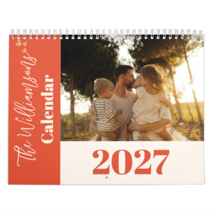 Personalised Terracotta Boho Script Family Photo Calendar