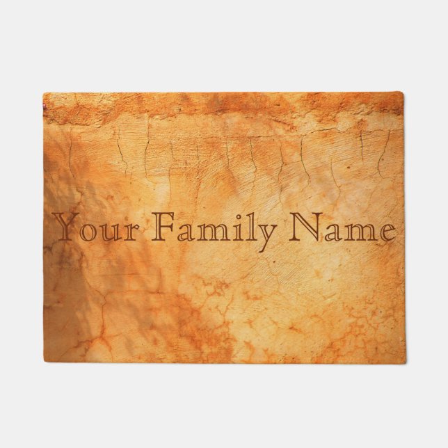 Personalised terracotta coloured brick wall doormat (Front)
