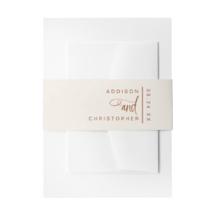 Personalised Terracotta Cream Script Wedding Invitation Belly Band