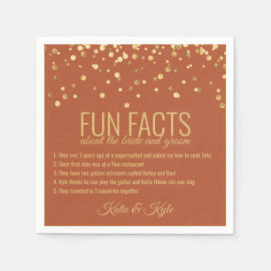 Personalised TERRACOTTA Gold Confetti FUN FACTS Napkin