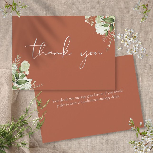 Personalised Terracotta Greenery Elegant Script Thank You Card (Personalized Terracotta Greenery Elegant Script Thank You Card)