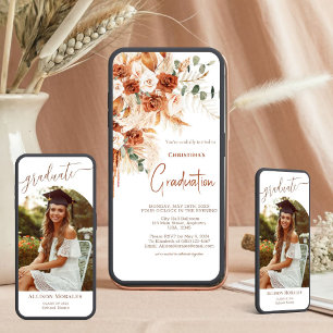 Personalised Terracotta Photo Boho Graduation Invitation