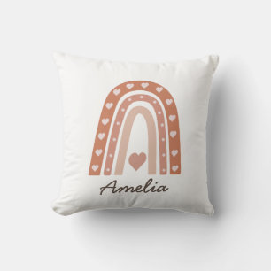 Personalised Terracotta Rainbow Name Girl Cushion