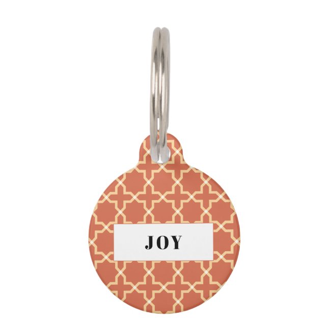 Personalised Terracotta Star Pattern Pile Pet Tag (Front)