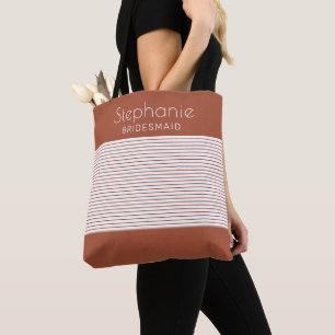 Personalised Terracotta Striped Bridesmaid  Tote Bag
