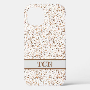 Personalised Terrazzo Brown and Beige and White iPhone 12 Case
