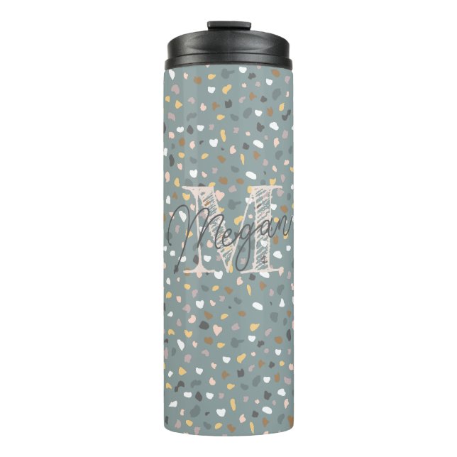 Personalised Terrazzo Monogram Thermal Tumbler (Front)