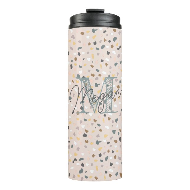 Personalised Terrazzo Monogram Thermal Tumbler (Front)