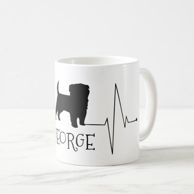 Personalised Terrier Love My Dog Heart Beat Coffee Mug (Front Right)