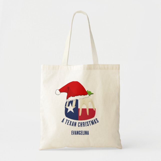 Personalised TEXAN CHRISTMAS Pudding Tote Bag (Front)