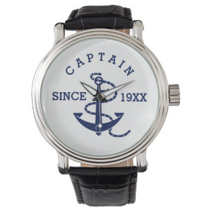 Personalised Text and Date Nautical Anchor Watch