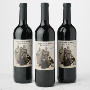 Personalised Text and Date with Fun Antique Photo Wine Label