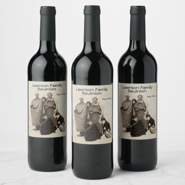 Personalised Text and Date with Fun Antique Photo Wine Label (Bottles)