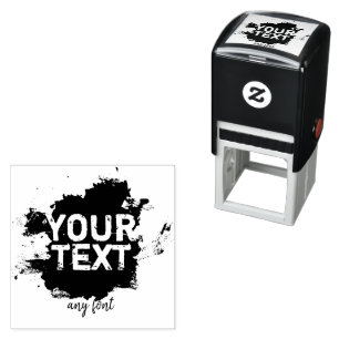 Personalised text and image grungy messy self-inking stamp