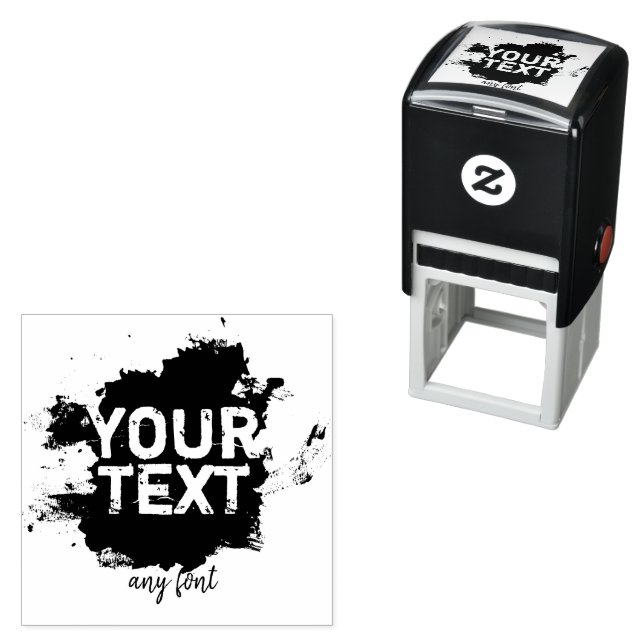 Personalised text and image grungy messy self-inking stamp (In Situ)