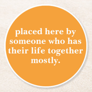 Personalised Text And Name Funny Cool Wedding Round Paper Coaster