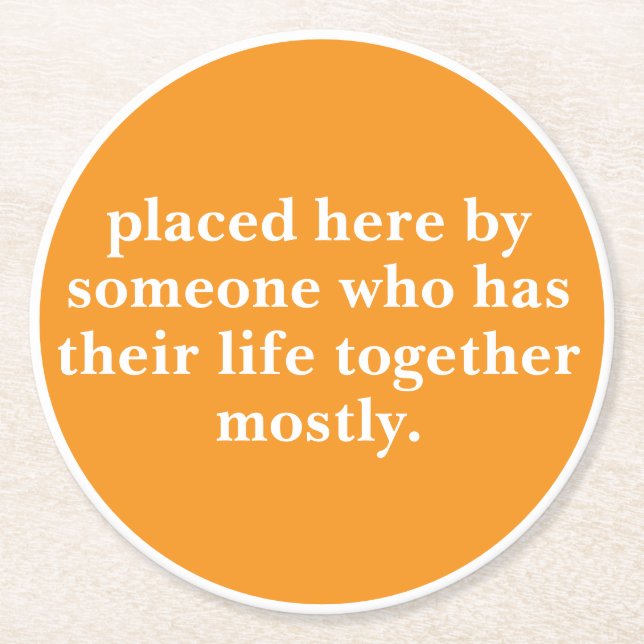 Personalised Text And Name Funny Cool Wedding Round Paper Coaster (Front)