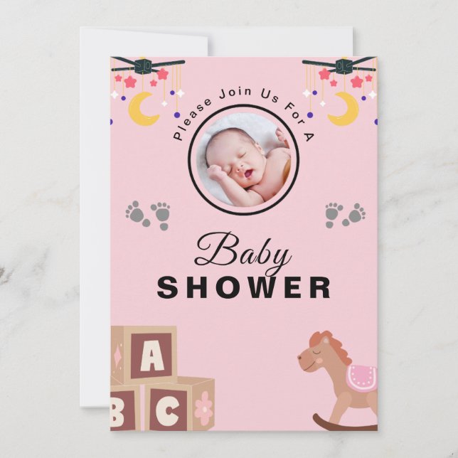 Personalised Text And Photo Baby Shower Invitation (Front)