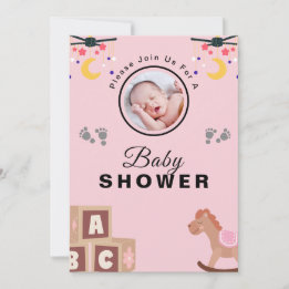 Personalised Text And Photo Baby Shower Invitation