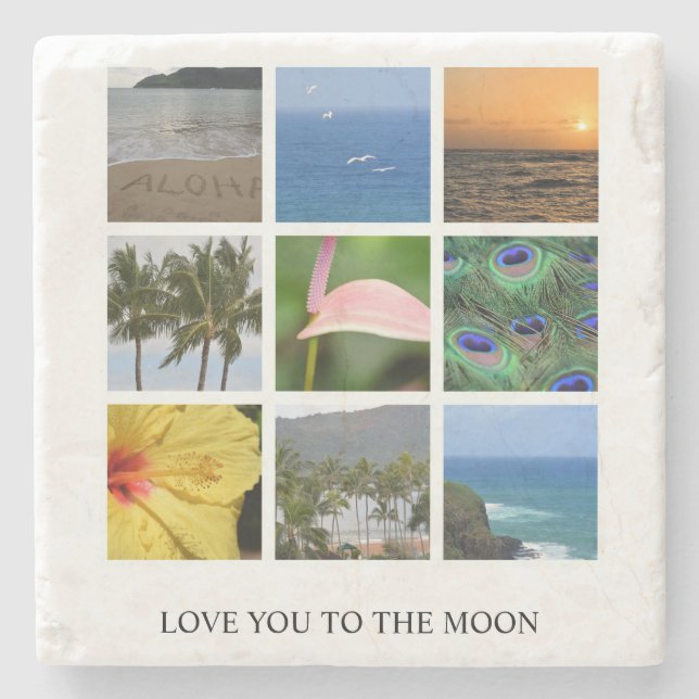 Personalised Text and Photo Collage Hawaii Stone Coaster (Front)