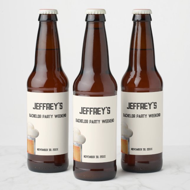 Personalised Text Bachelor Party Weekend Beer Bottle Label (Bottles)