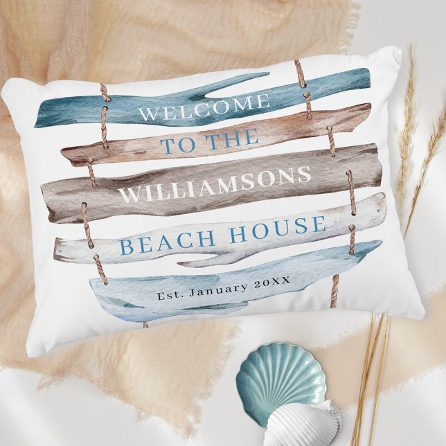 Personalised Text, Beach Coastal Driftwood Theme Decorative Cushion (Creator Uploaded)