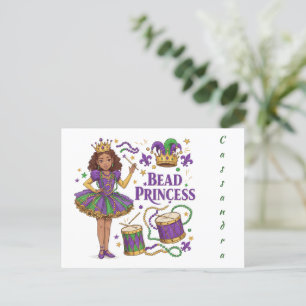Personalised Text Bead Princess - Mardi Gras  Postcard