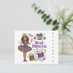 Personalised Text Bead Princess - Mardi Gras Postcard