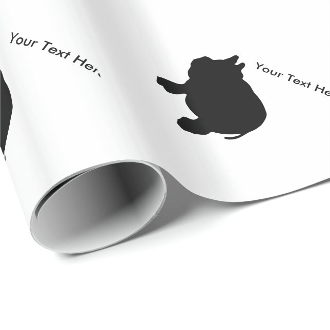 Personalised Text, Black Mini Pig Wrapping Paper (Roll Corner)