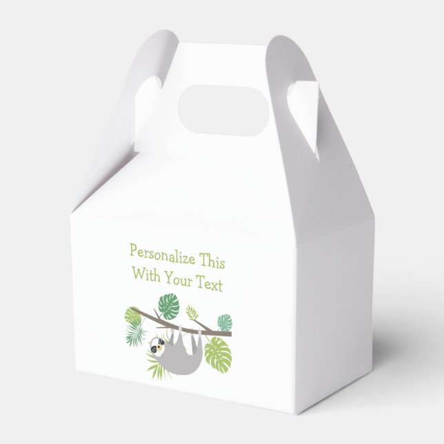 Personalised Text Fun Hanging Sloth Favour Box (Front Side)
