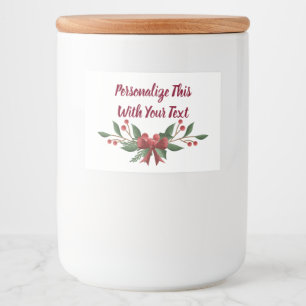 Personalised Text Holly and Berry Christmas Food Label
