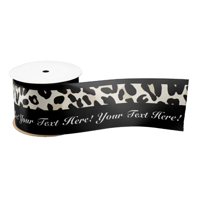 Personalised Text Leopard Print Ribbon Satin Ribbon (Spool)