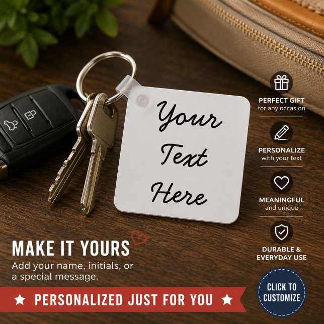 Personalised Text Minimal Black Script Name Design Key Ring (Creator Uploaded)