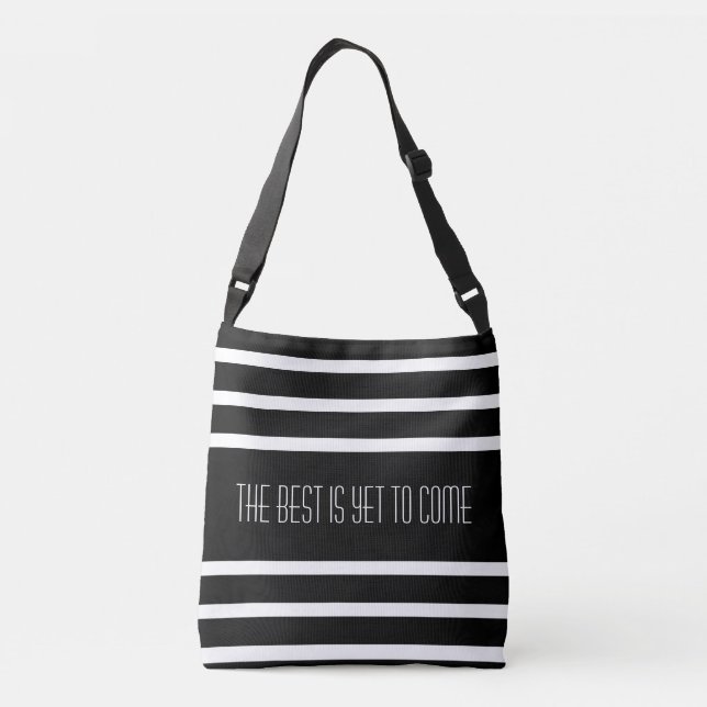 Personalised Text on Black & White Stripes Crossbody Bag (Back)
