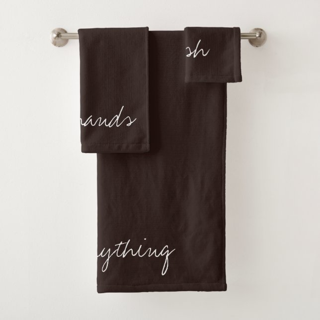Personalised Text on Dark Chocolate Bath Towel Set (Insitu)