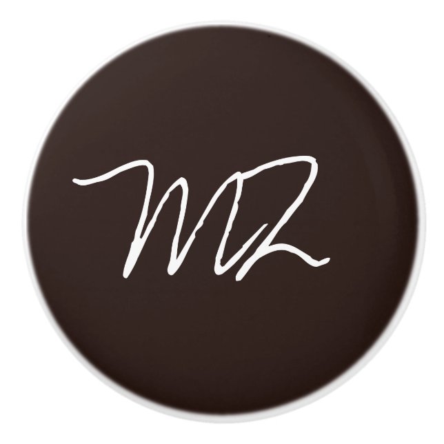 Personalised Text on Dark Chocolate Ceramic Knob (Front)
