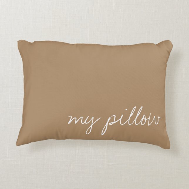 Personalised Text on Ice Coffee Brown Decorative Cushion (Back)