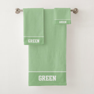 Personalised Text on Light Green Bath Towel Set
